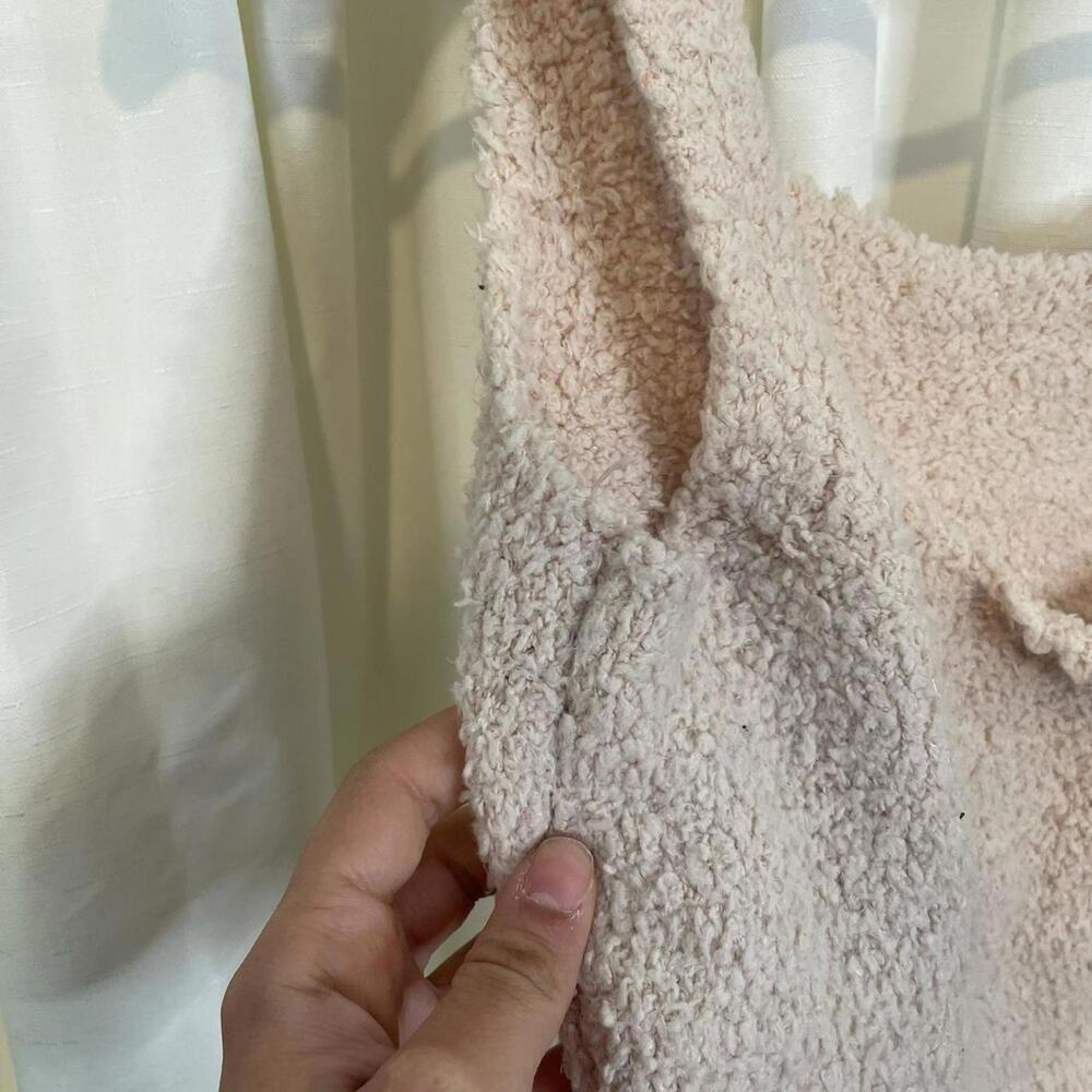 skims Pink fuzzy cropped tank top Size S/M - Picture 2 of 5